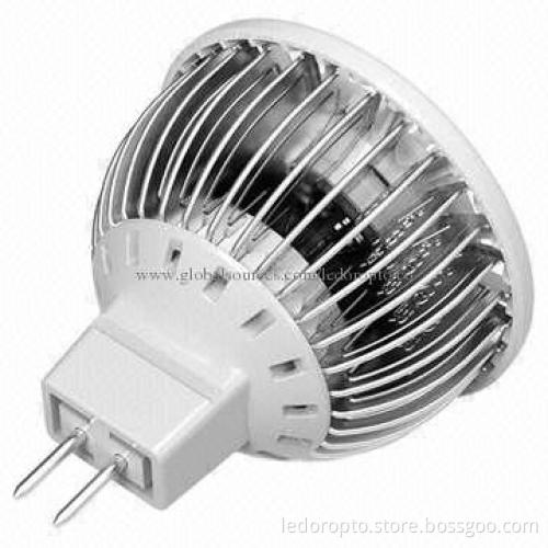 LD 3W MR16 LED Spotlight, Flat with 42 Pieces Aluminum Fins, Bridgelux/Epistar/Epileds Chip
